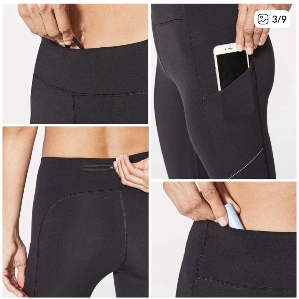 Lululemon Speed Up Crop Black Size 6 Side Pockets‎ Luxtreme Tight